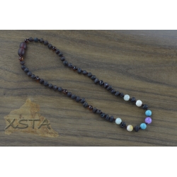 Teething necklace with jade turquoise sunstone